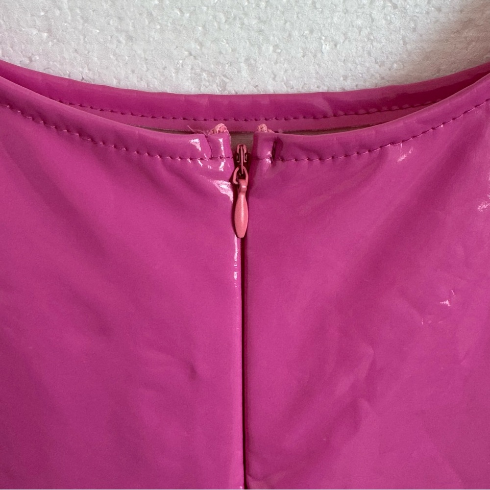 Barbie Pink Vinyl Scoop Neck Mini Dress NWOT - Picture 7 of 9